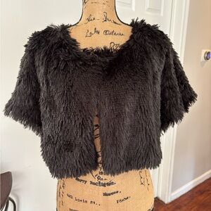 NY Collection Black Faux Fur Shrug xL party wedding formal night out